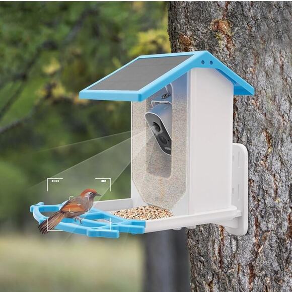 Solar Powered Bird Feeder Camera, Smart Bird Feeder with Bird Stand USB/Solar - Picture 2 of 7